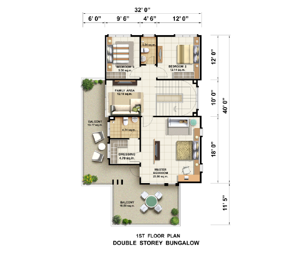 double storey bungalow ff